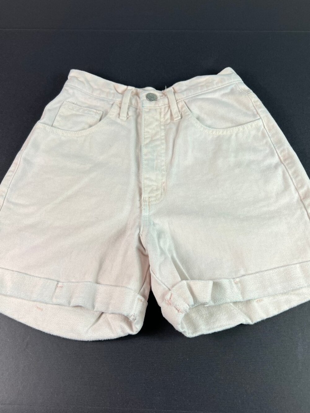 VTG Guess Jean Shorts Womens 23* High Rise Pink Cuffed Cotton Denim Jorts Tag 26
